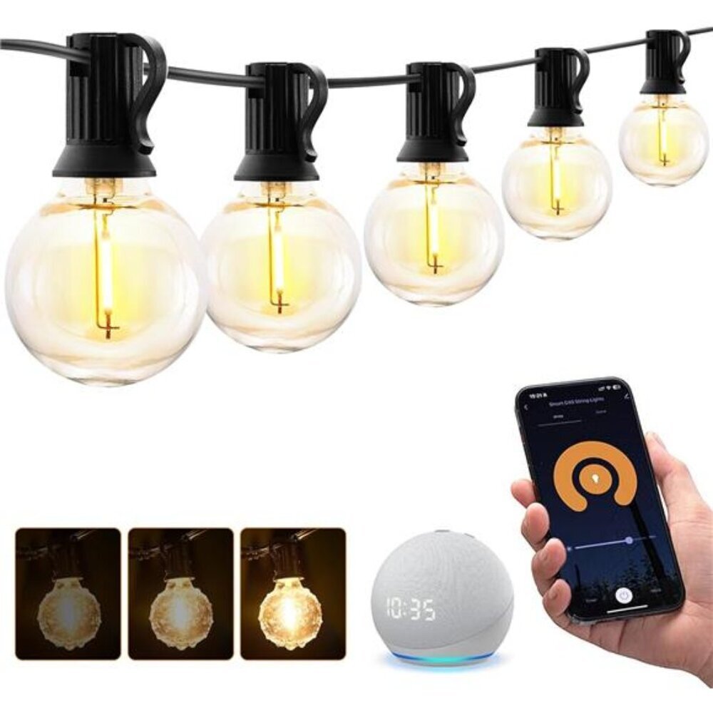 Smart Outdoor String Lights,75Ft G40 Globe Patio Lights with 34Dimmable LEDBulbs